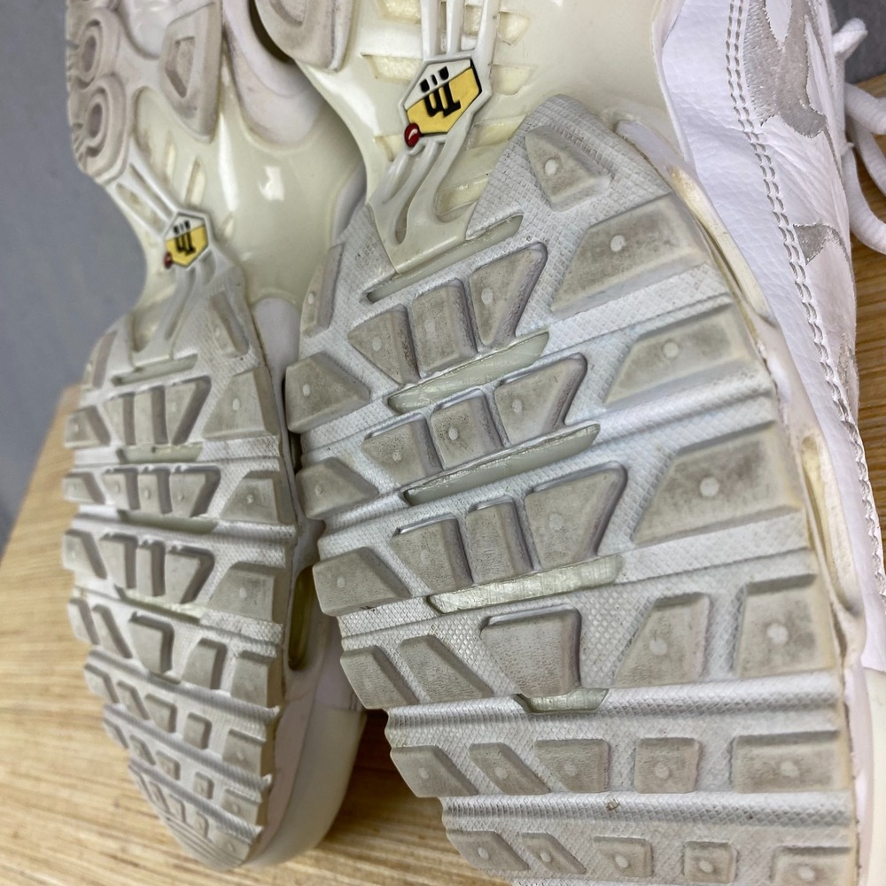 Nike Air Max Plus TN Mens 8 US Triple White Leather Athletic Sneaker Shoe - Picture 10 of 13